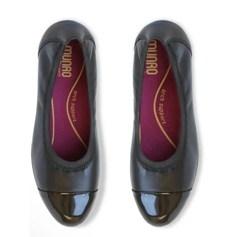Munro Mila Ballet Flats Black Leather Women's Sz 11M NEW $215